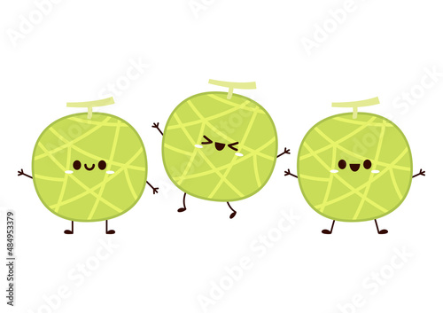 Melon character design. melon on white background. Melon cartoon.