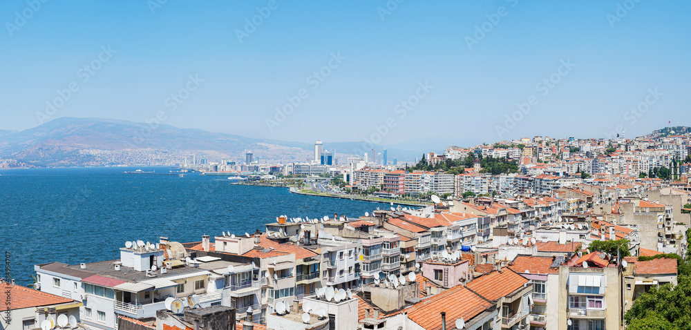 Panoramic view of izmir kordon coast from Konak district. Izmir is the third most populous city in Turkey. Panoramic view of izmir kordon coast from Konak district. Izmir is the third most populous city in Turkey.