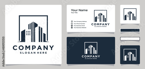 minimalist building logo design template