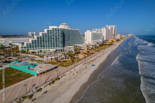 Aerial view from a drone of the Daytona Beach shoreline