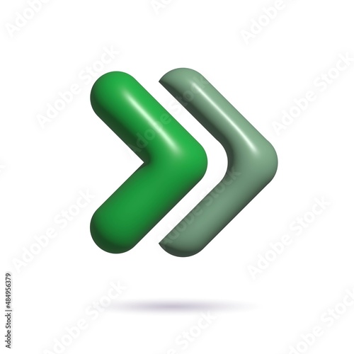 Web arrows. Green arrow. 3d vector. Swipe arrow button.