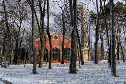 Palace of the Rumyantsevs and Paskevichs. Gomel palace and park ensemble in winter named after Lunacharsky. Gomel. Belarus. Winter in the Gomel park. Museum. Sights of Gome photo