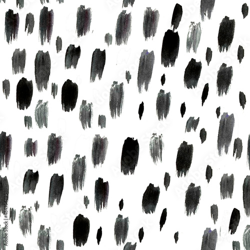 Seamless pattern. Abstract stripes of black color are drawn with a brush