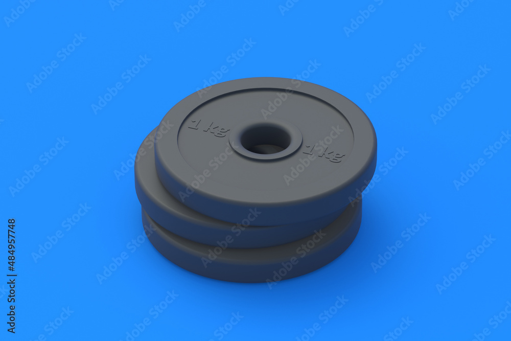 Plates for dumbbell. Sports equipment. Heavy training. 3d render Plates for dumbbell. Sports equipment. Heavy training. 3d render