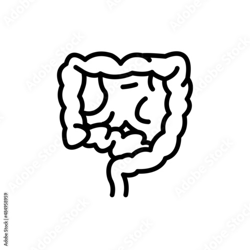 Human organ intestines line icon. Isolated vector element.