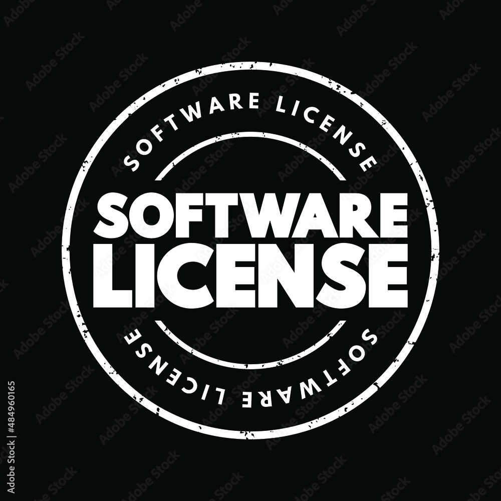 Software License - legal instrument governing the use or redistribution of software, text stamp concept for presentations and reports