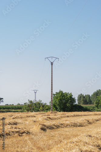 Electrical tower with cables in vault and concrete mast