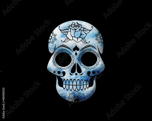 Sugar Skull, day of the Dead symbol Cloads icon Cloady logo illustration