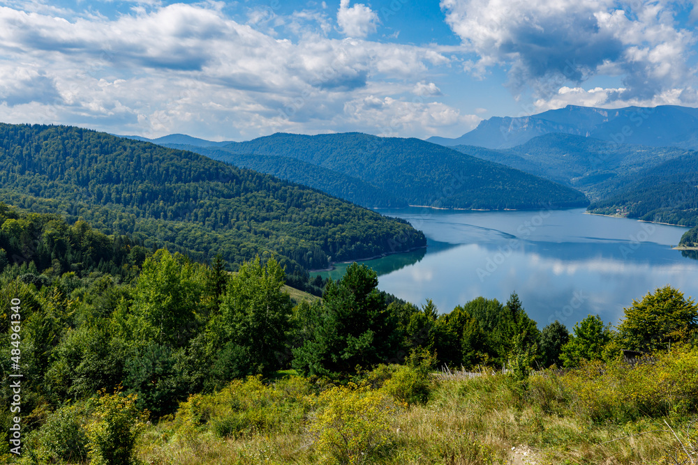 The lake Bicaz in carpathian landscape of romania The lake Bicaz in carpathian landscape of romania