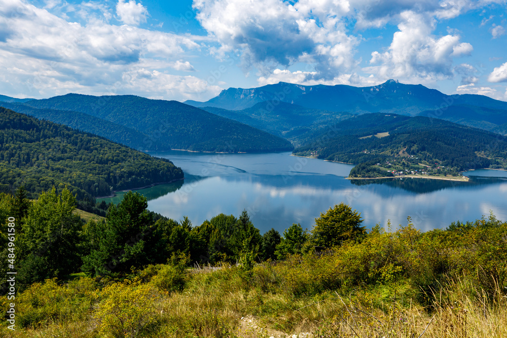 The lake Bicaz in carpathian landscape of romania