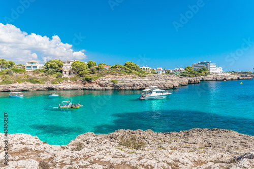 Mediterranean coast with boats at Cala Marcel - Majorca - 1276
