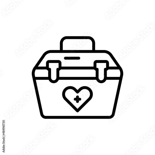 Donor box container line icon. Isolated vector element.