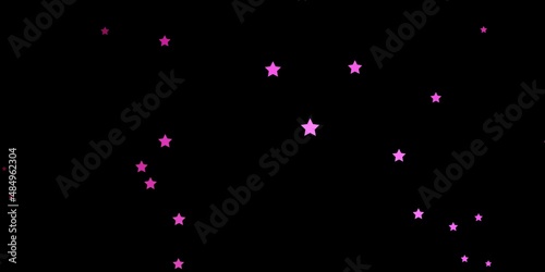 Dark Pink vector pattern with abstract stars.