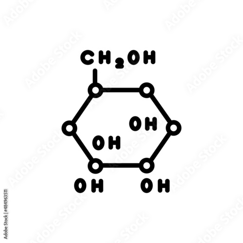 Glucose formula line icon. Isolated vector element.