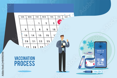 vaccination process lettering with calendar