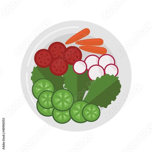 Fototapeta Naklejka Na Ścianę i Meble -  Dish with vegetables healthy food vector isolated