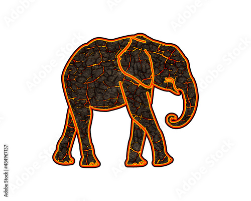 Elephant Animal symbol fire icon flames cracks logo illustration