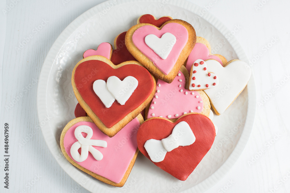 Fototapeta premium Homemade heart shaped cookies