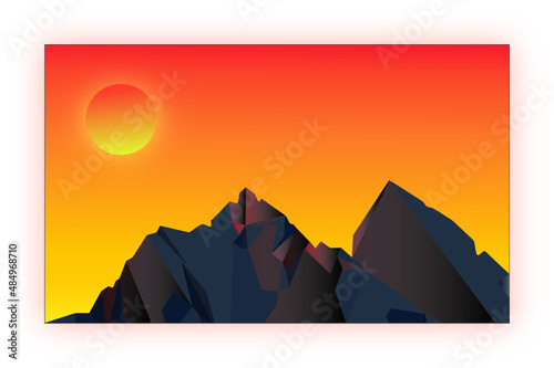 sun and mountain ilustration