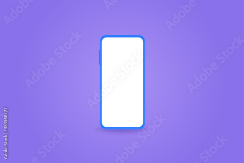 vector illustration smartphone on lilac background copy space, banner 3d render smartphone with empty white display. concept of online business, online store