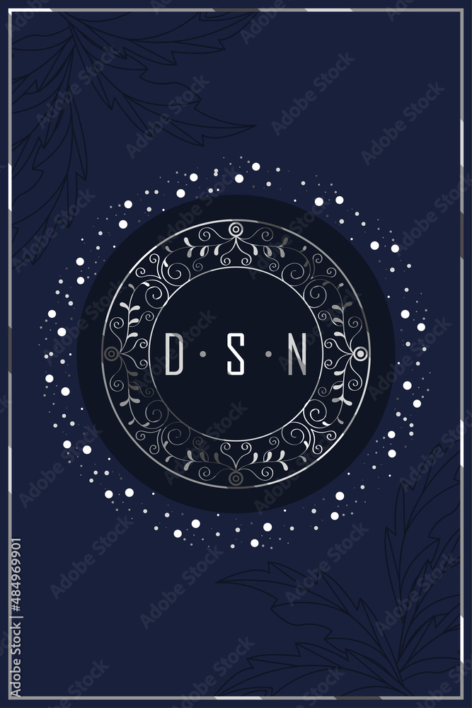 silver circular monogram with letters silver circular monogram with letters