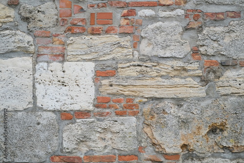 Empty old red brick wall background