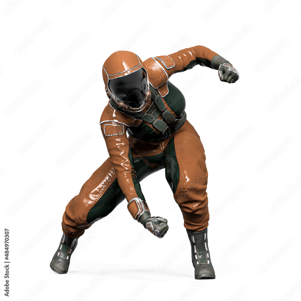 cosmonaut girl is loading power on white background cosmonaut girl is loading power on white background