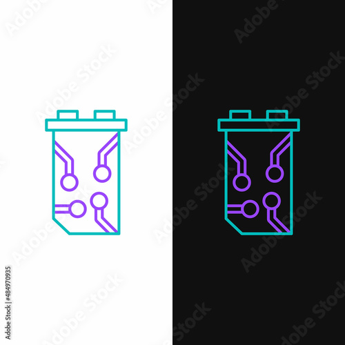 Line Video graphic card icon isolated on white and black background. Colorful outline concept. Vector