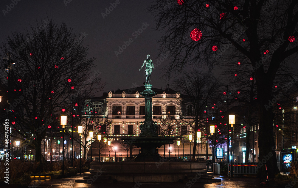 night view of the town Gothenburg Sweden