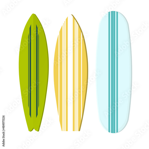 Set of surfboards isolated on white background. Vector