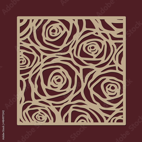 Decorative panel with a pattern of abstract rose flowers. Vector illustration