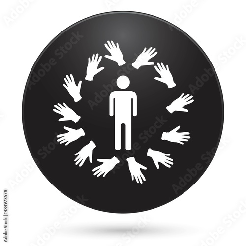 Microbial protection icon, black circle button, vector illustration.