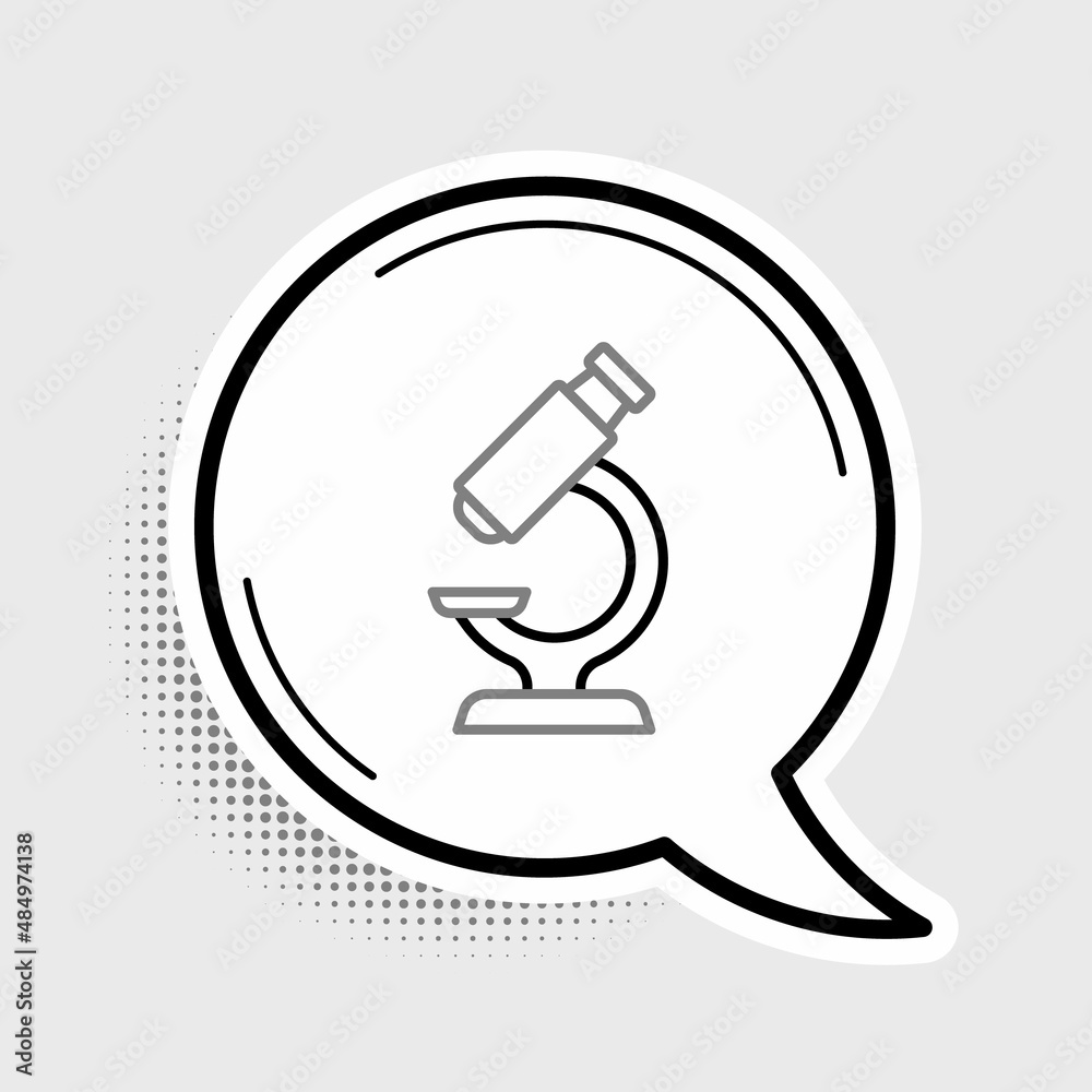 Line Microscope icon isolated on grey background. Chemistry, pharmaceutical instrument, microbiology magnifying tool. Colorful outline concept. Vector Line Microscope icon isolated on grey background. Chemistry, pharmaceutical instrument, microbiology magnifying tool. Colorful outline concept. Vector