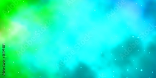 Light Blue, Green vector pattern with abstract stars. Blur decorative design in simple style with stars. Theme for cell phones.