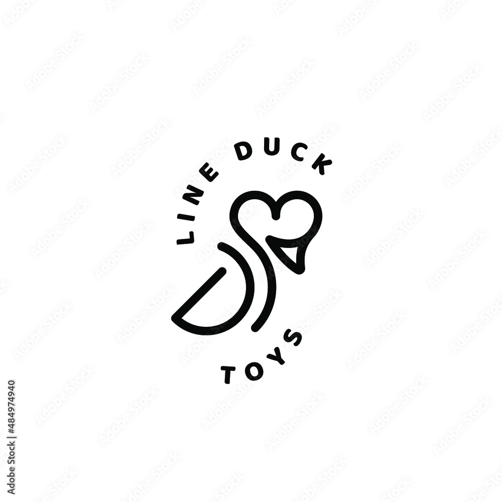 Fototapeta premium abstract duck logo. Outline duck logo silhouette. Toys logo