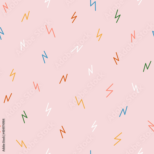 Seamless colorful abstract pattern with lightning bolts