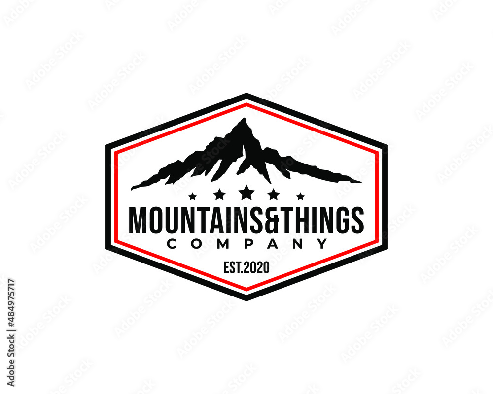 mountain logo badge. Himalayan mountain logo design template. Vector illustration