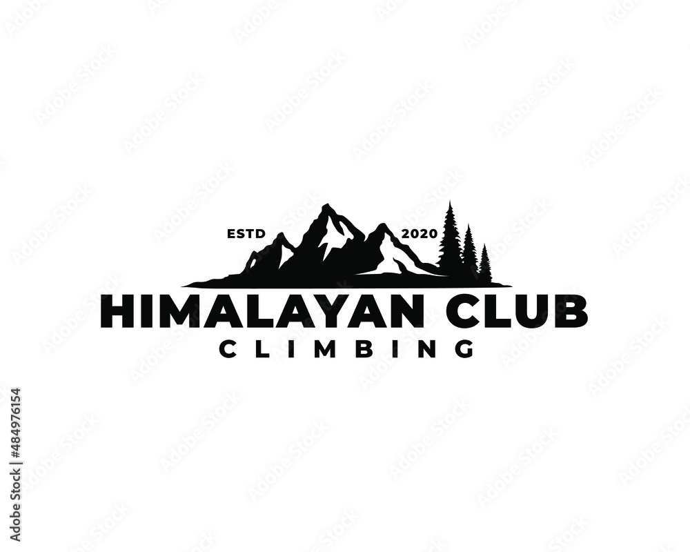 himalayan mountain logo design. Himalaya mountain silhouette