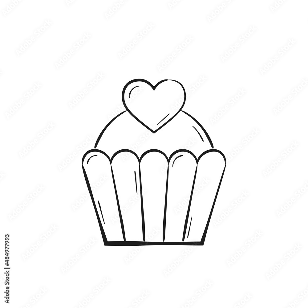 hand drawn cake with heart. love and romantic symbol. valentine's day design