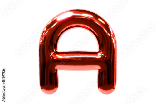 Balloon font metellic red letter A made of realistic helium balloon, Premium 3d illustration.