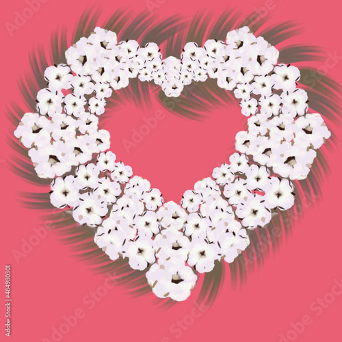 heart of coton flowers,flowers of coton heart,wreath of heart,red berries ,forest grass,meadow grass,heart,graphics linear heart,rays of the heart,valentine's day,lovers,leopard coloring,leopard print