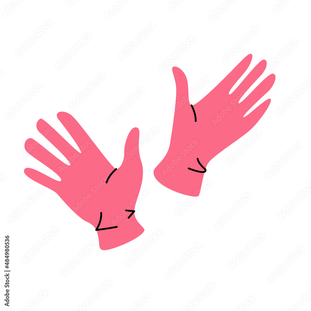 Fototapeta premium Isolated illustration of pink women's elegant gloves. A simple minimalistic illustration in a flat style.