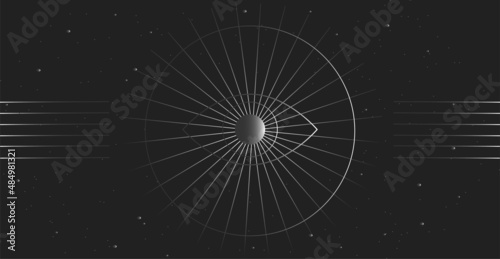 Abstract mystical shapes on a black background. Esoteric symbols, imitation of planets.