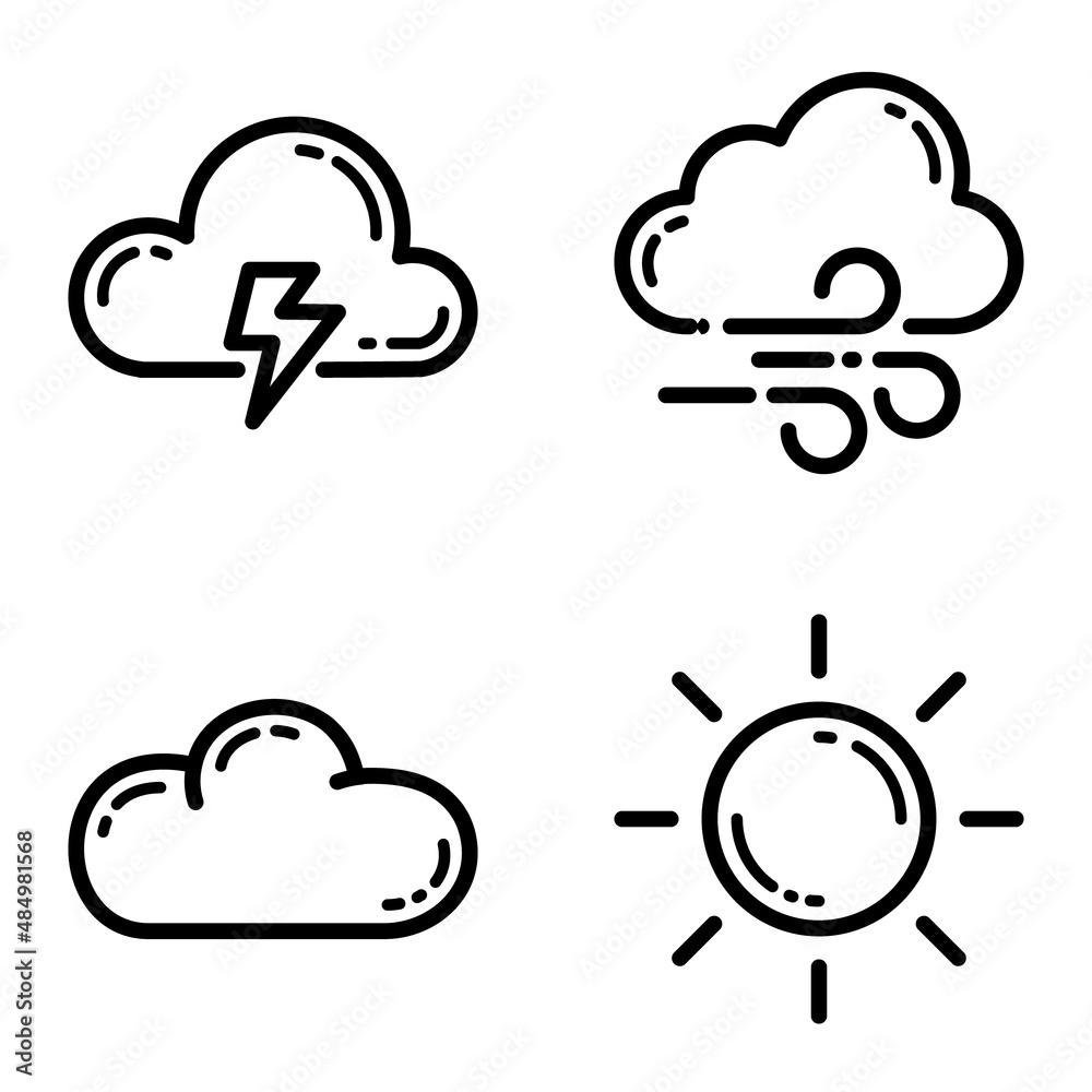 Weather Flat Icon Set Isolated On White Background Weather Flat Icon Set Isolated On White Background