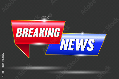 Flat Design breaking news Isolated vector icon. Sign of main news on white background. Breaking news headline minimalistic logo or design element. Can be used for website or for print. 