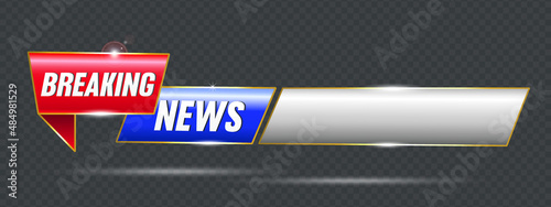 3D Design breaking news Isolated vector icon. Sign of main news on transparent background. Breaking news headline Realistic logo or design element. Can be used for website or for print. 