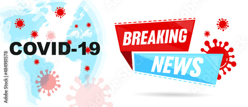 Flat Design breaking news Isolated vector icon. Sign of main news on white background. Breaking news headline minimalistic logo or design element. Can be used for website or for print. 