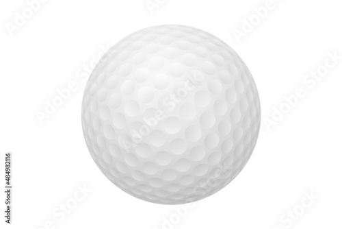 Golf ball isolated on white background, full depth of field, clipping path. Traditional white golf ball for sport.