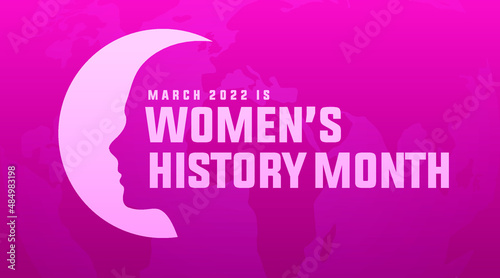 march 2022 is women's history month modern creative banner, sign, design concept, social media post, template with female women illustration and pink abstract background