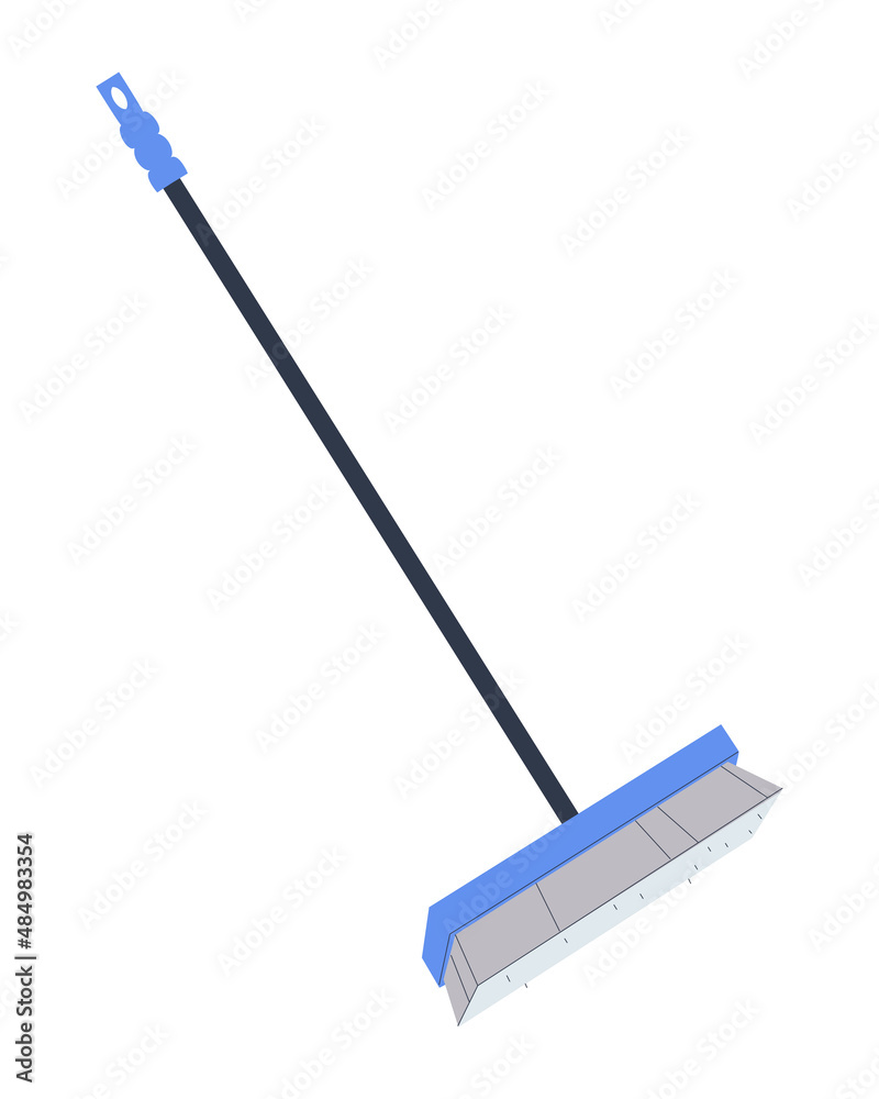Long bristled brush. Sweep indoors and outdoors. Broom. Cleaning agent. Flat vector illustration Long bristled brush. Sweep indoors and outdoors. Broom. Cleaning agent. Flat vector illustration